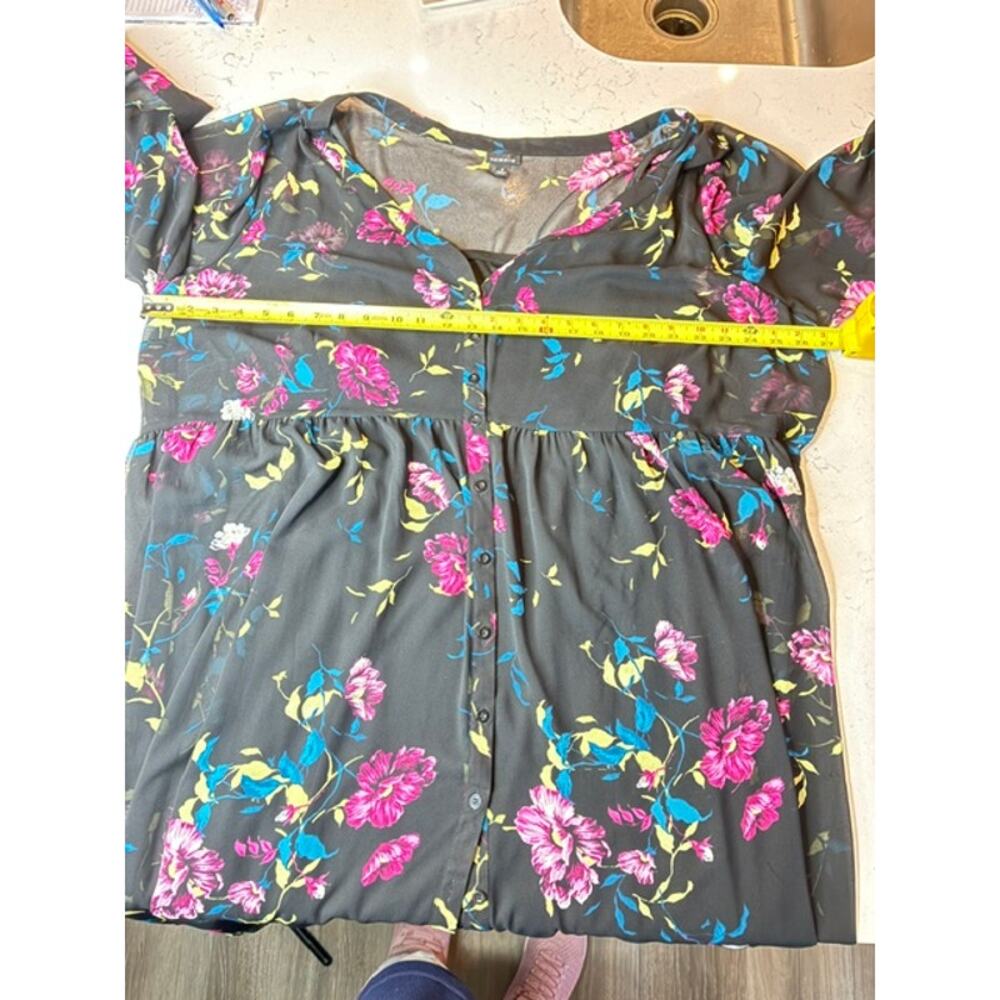 Torrid Black Floral Midi Dress Sz 4 (4XL) Tiered Chiffon Boho Flutter Sleeve - Picture 9 of 12